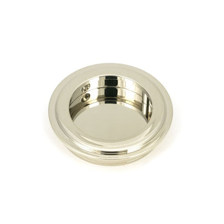 From The Anvil Door Furniture Polished Nickel / Flush Handle / Round From The Anvil - Polished Nickel 60mm Art Deco Round Pull