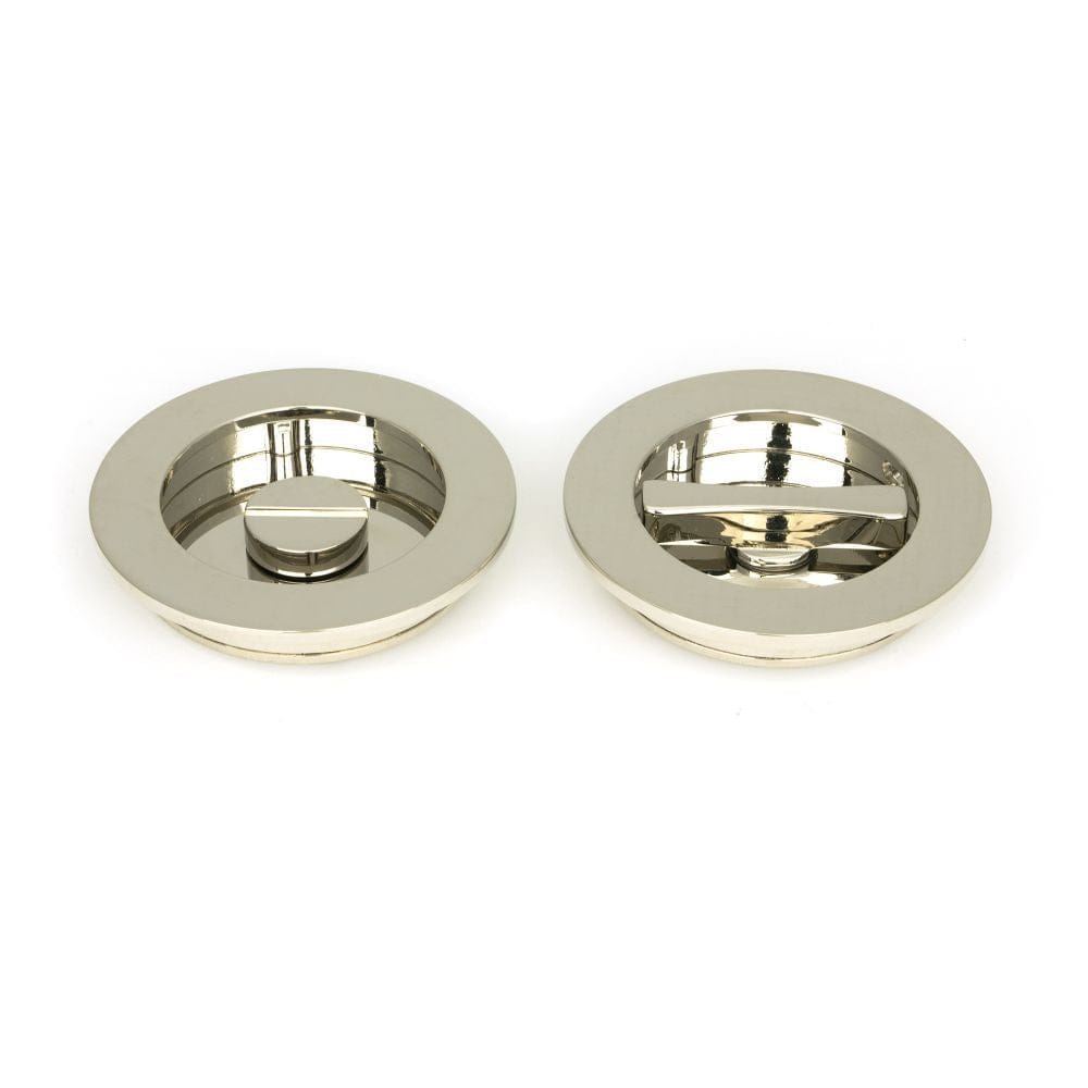 From The Anvil Door Furniture Polished Nickel / Round Flush Pull (Privacy) / Round From The Anvil - Polished Nickel 75mm Plain Round Pull - Privacy Set
