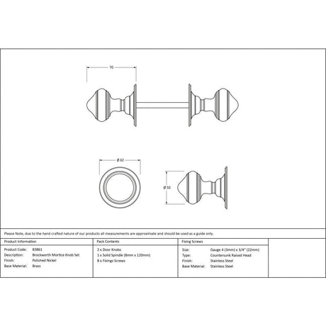 From The Anvil Door Furniture Polished Nickel / Mortice Knobs From The Anvil - Polished Nickel Brockworth Mortice Knob Set