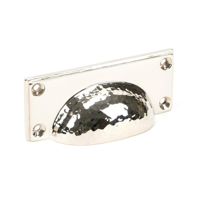 From The Anvil Cabinet Hardware Polished Nickel / Cabinet Cup Pulls From The Anvil - Polished Nickel Hammered Art Deco Drawer Pull