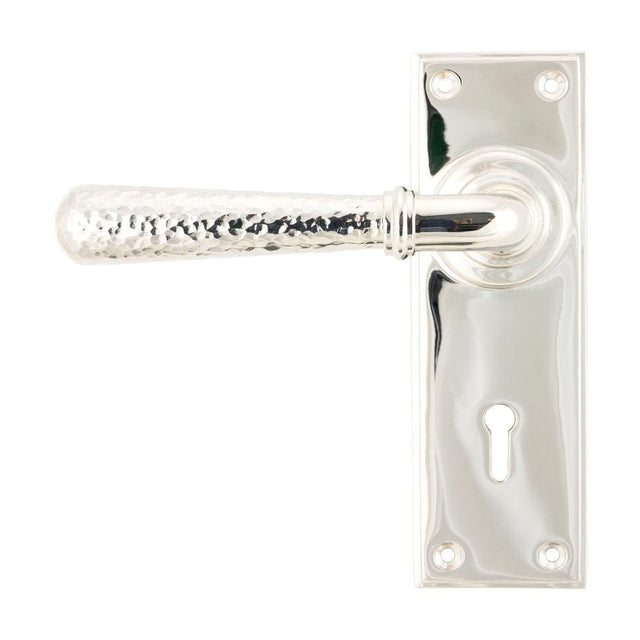 From The Anvil Door Furniture Polished Nickel / Std. Lock Handles From The Anvil - Polished Nickel Hammered Newbury Lever Lock Set