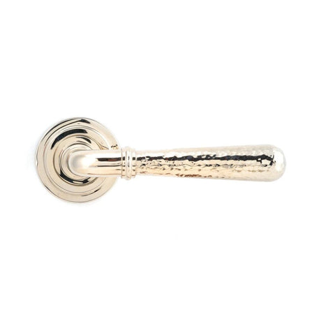 From The Anvil Door Furniture Polished Nickel / Round Rose From The Anvil - Polished Nickel Hammered Newbury Lever on Rose Set (Art Deco)