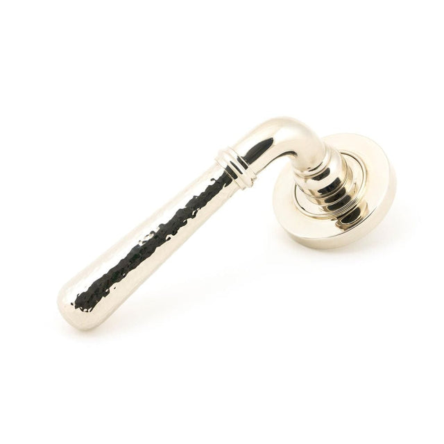 From The Anvil Door Furniture Polished Nickel / Round Rose From The Anvil - Polished Nickel Hammered Newbury Lever on Rose Set (Plain)