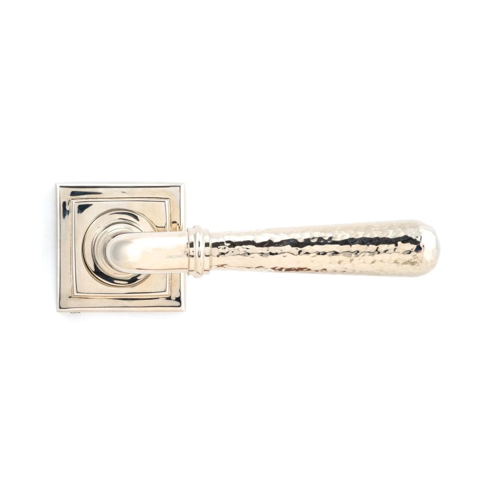 From The Anvil Door Furniture Polished Nickel / Square Rose From The Anvil - Polished Nickel Hammered Newbury Lever on Rose Set (Square)