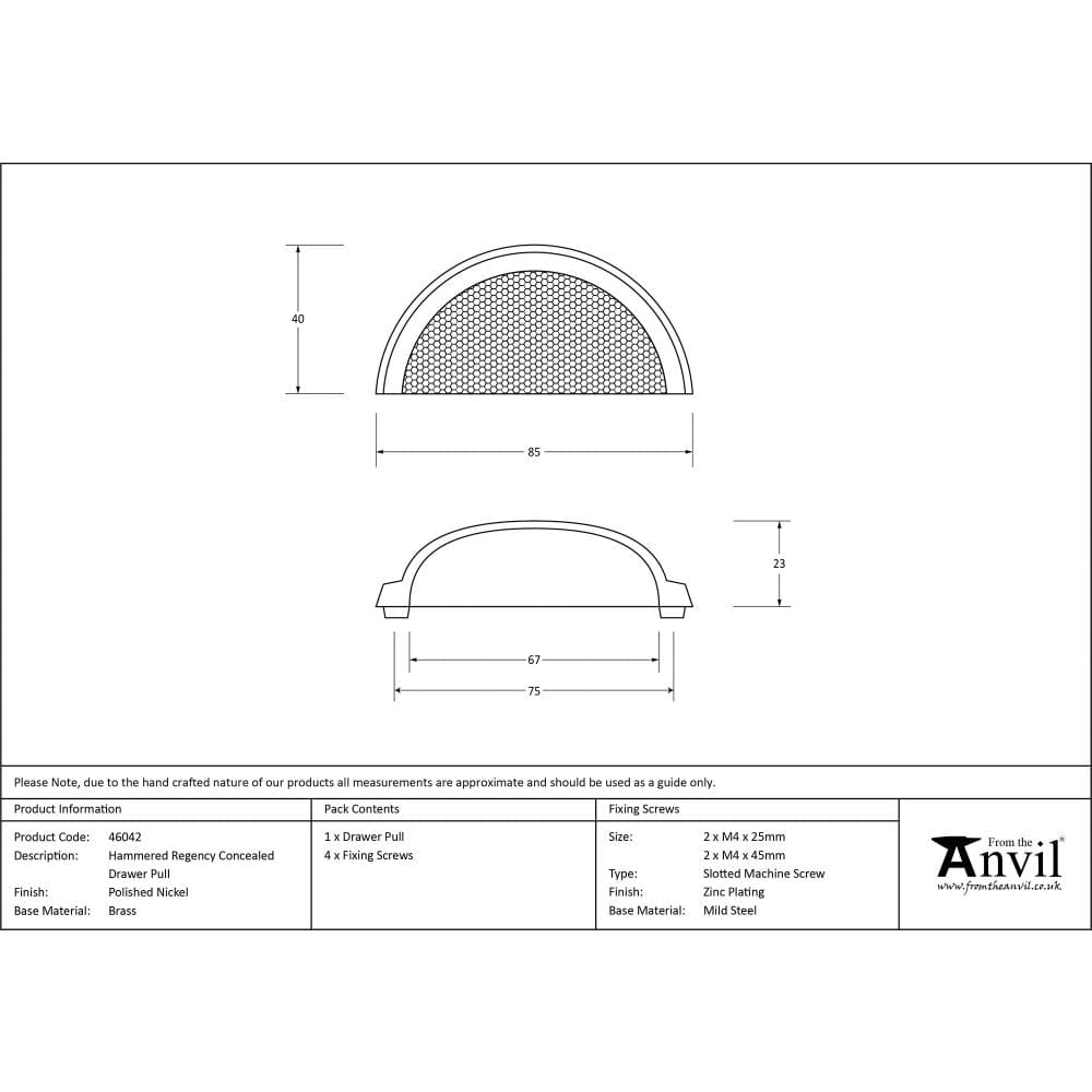 From The Anvil Cabinet Hardware Polished Nickel / Cabinet Cup Pulls From The Anvil - Polished Nickel Hammered Regency Concealed Drawer Pull