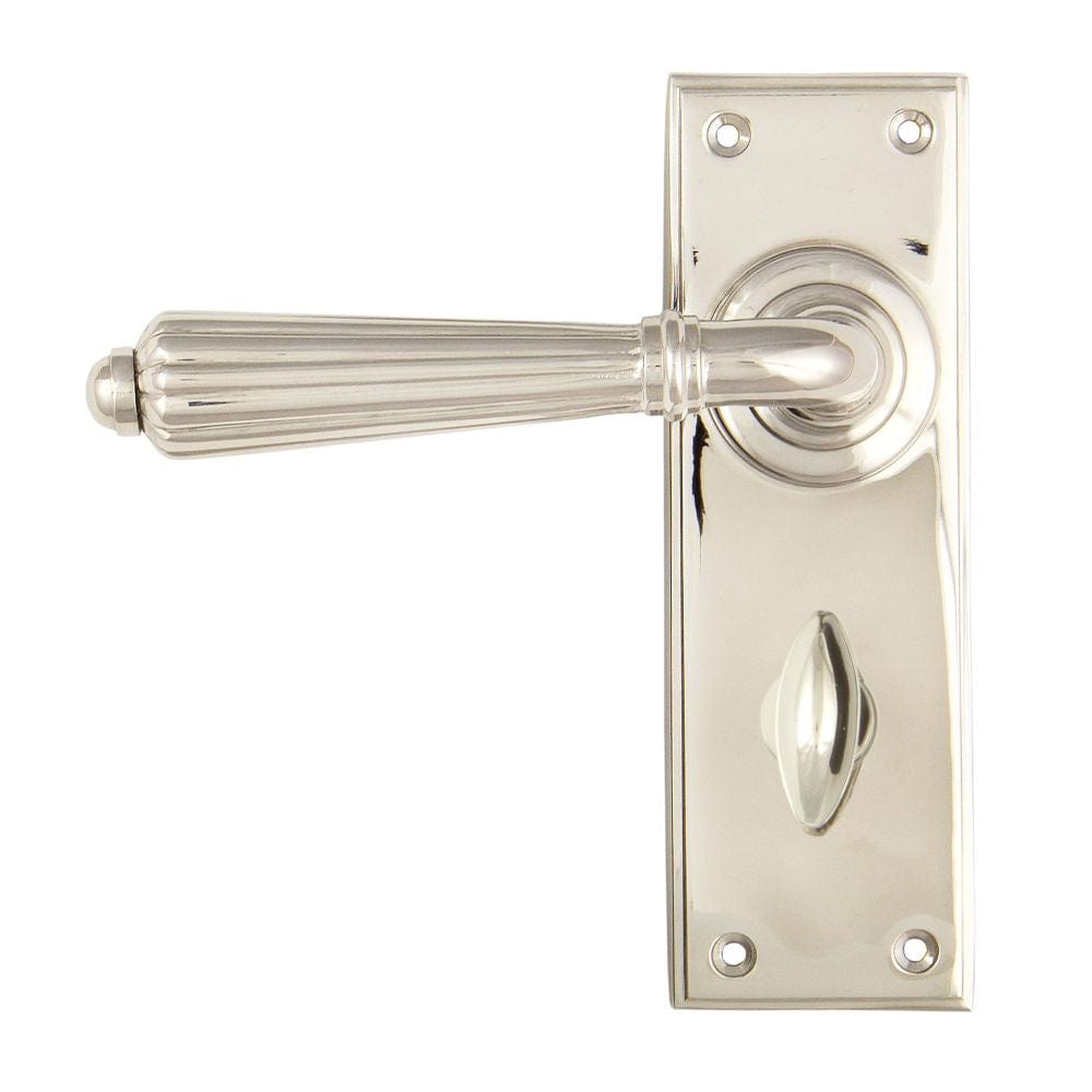 From The Anvil Door Furniture Polished Nickel / Bathroom Lock Handles From The Anvil - Polished Nickel Hinton Lever Bathroom Set
