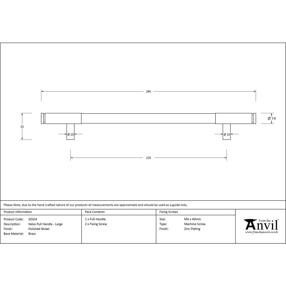 From The Anvil Cabinet Hardware Polished Nickel / Cabinet Pull Handles / Large From The Anvil - Polished Nickel Kelso Pull Handle - Large