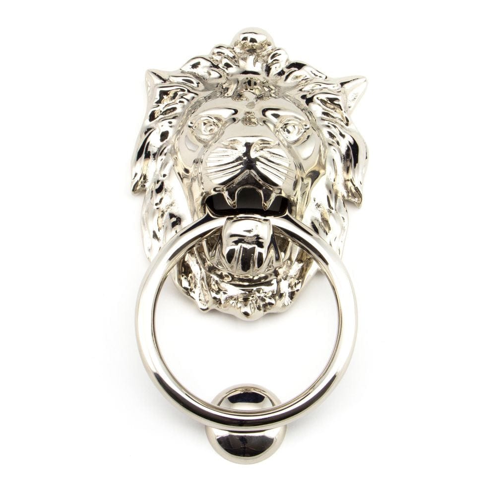 From The Anvil Door Furniture Polished Nickel / Lion Door Knocker From The Anvil - Polished Nickel Lion Head Door Knocker