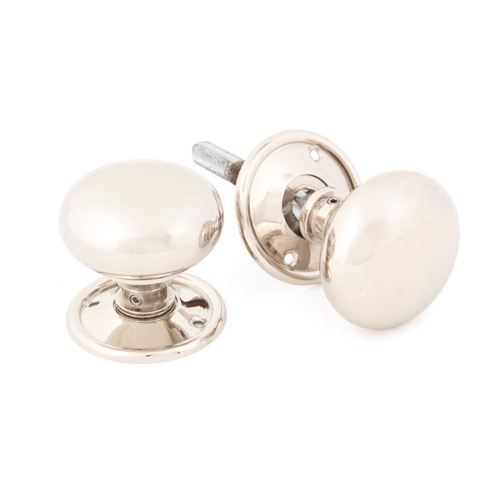 From The Anvil Door Furniture Polished Nickel / Mortice/Rim Knobs From The Anvil - Polished Nickel Mushroom Mortice/Rim Knob Set