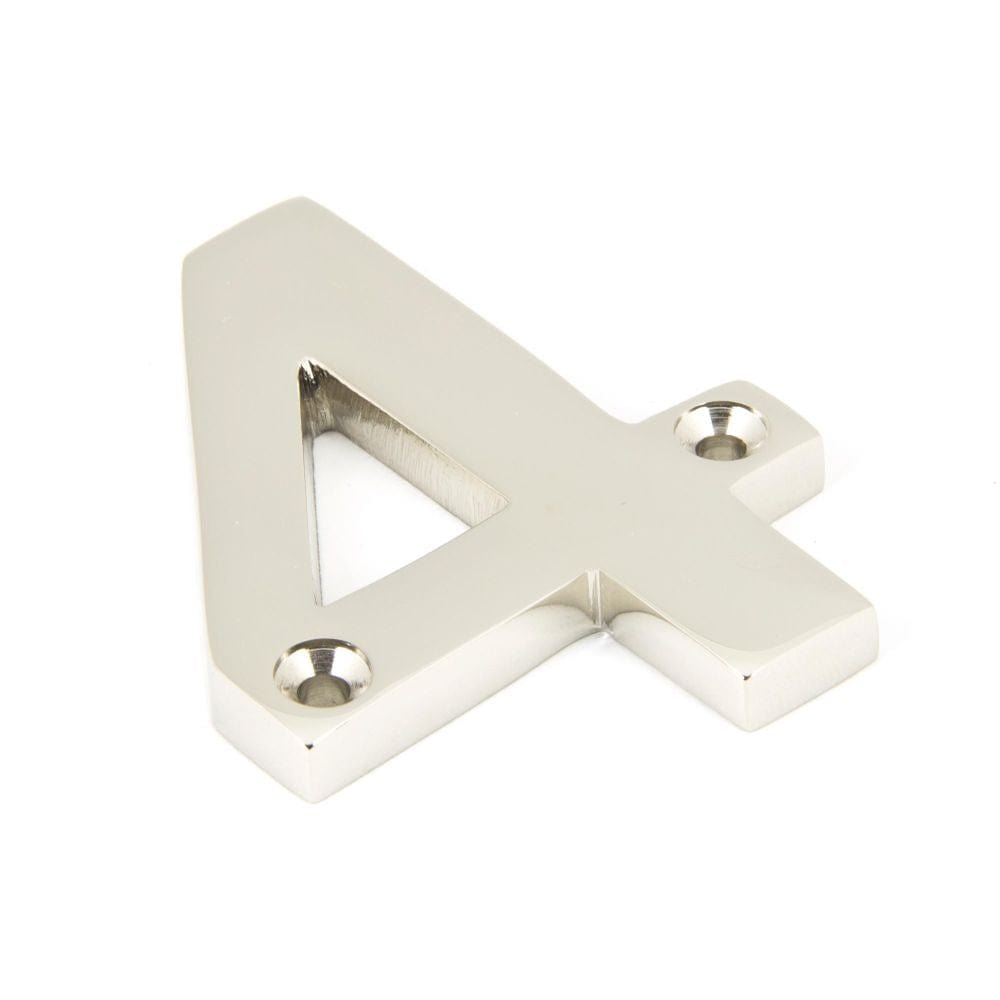 From The Anvil Door Furniture Polished Nickel / Numerals / 4 From The Anvil - Polished Nickel Numeral 4