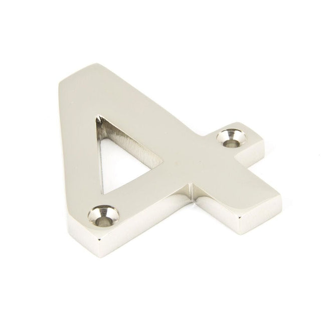 From The Anvil Door Furniture Polished Nickel / Numerals / 4 From The Anvil - Polished Nickel Numeral 4