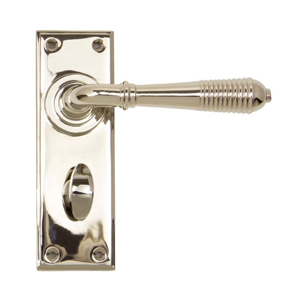 From The Anvil Door Furniture Polished Nickel / Bathroom Lock Handles From The Anvil - Polished Nickel Reeded Lever Bathroom Set