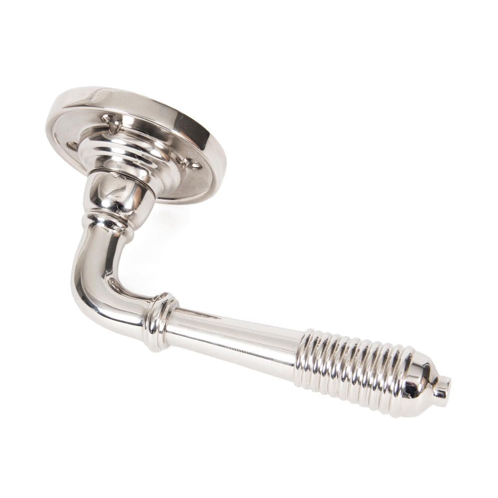 From The Anvil Door Furniture Polished Nickel / Round Rose From The Anvil - Polished Nickel Reeded Lever on Rose Set - Unsprung