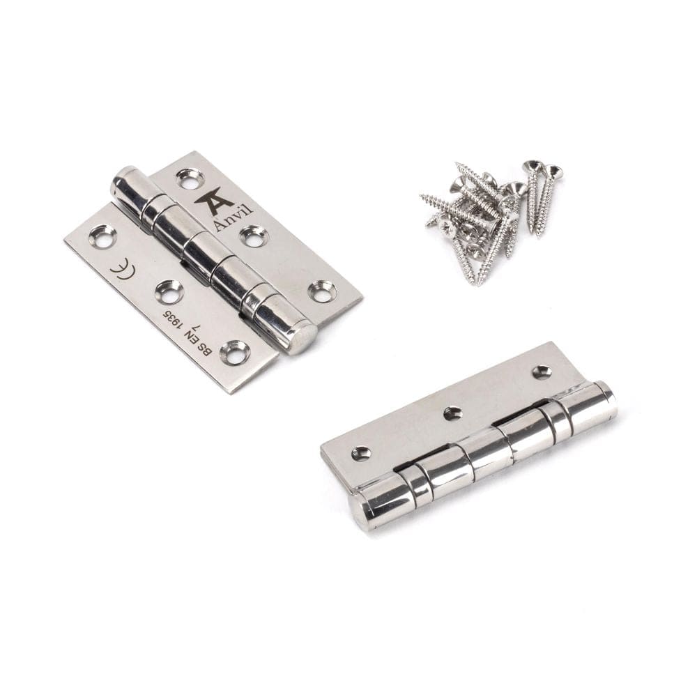 From The Anvil Hinges Polished Stainless Steel / Ball Bearing Hinges / 3" (76mm) From The Anvil - Polished SS 3" Ball Bearing Butt Hinge (pair)