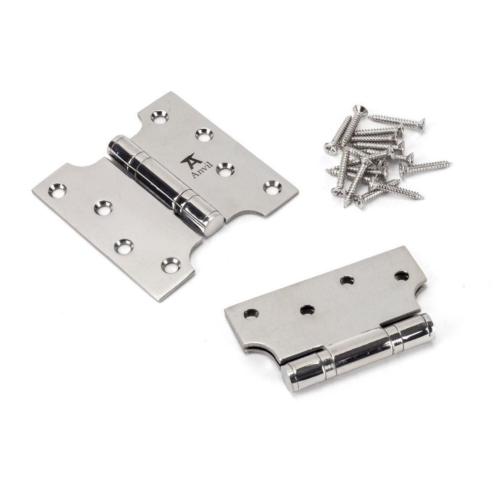 From The Anvil Hinges Polished Stainless Steel / Parliament Hinges / 4" x (102mm) From The Anvil - Polished SS 4" x 2" x 4" Parliament Hinge (pair)