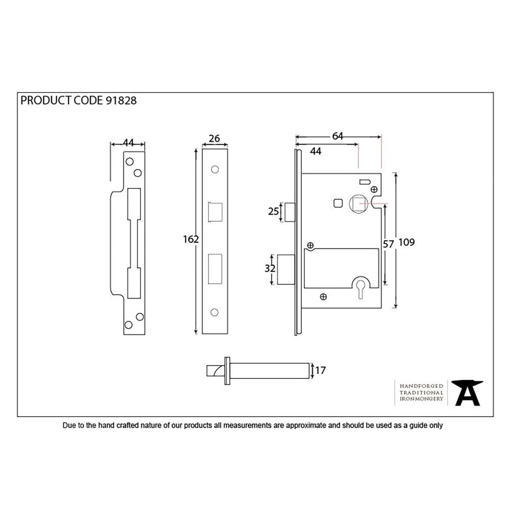 From The Anvil Locks & Latches PVD Brass / 5 Lever Sashlocks / 2.5" / 65mm From The Anvil - PVD 2½" BS Heavy Duty Sash Lock KA