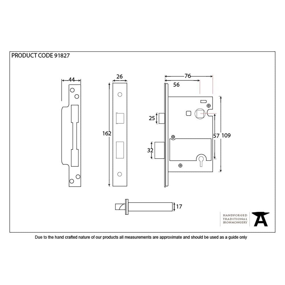 From The Anvil Locks & Latches PVD Brass / 5 Lever Sashlocks / 3" / 76mm From The Anvil - PVD 3" Heavy Duty BS Sash Lock