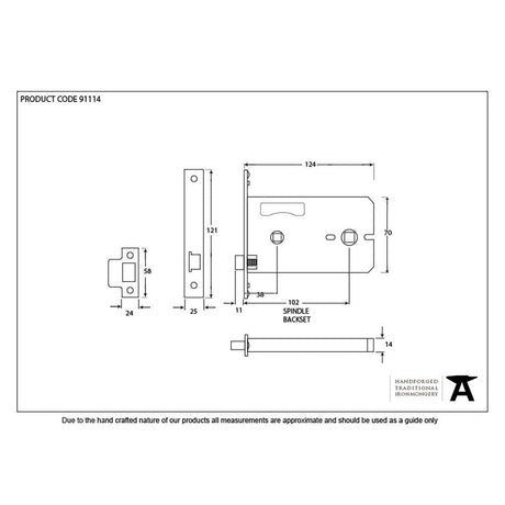 From The Anvil Locks & Latches PVD Brass / Bathroom Lock / 5" / 127mm From The Anvil - PVD 5" Horizontal Bathroom Lock