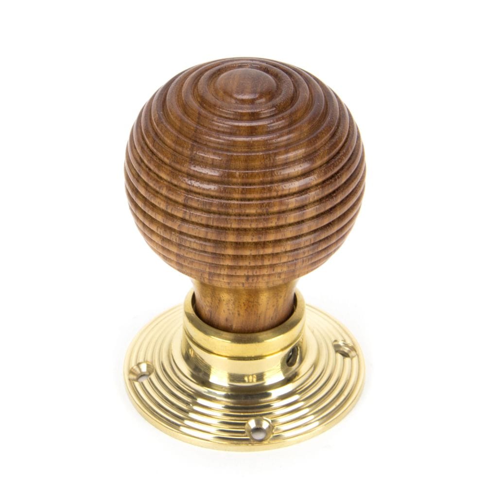 From The Anvil Door Furniture Rosewood / Mortice/Rim Knobs From The Anvil - Rosewood & Polished Brass Beehive Mortice/Rim Knob Set