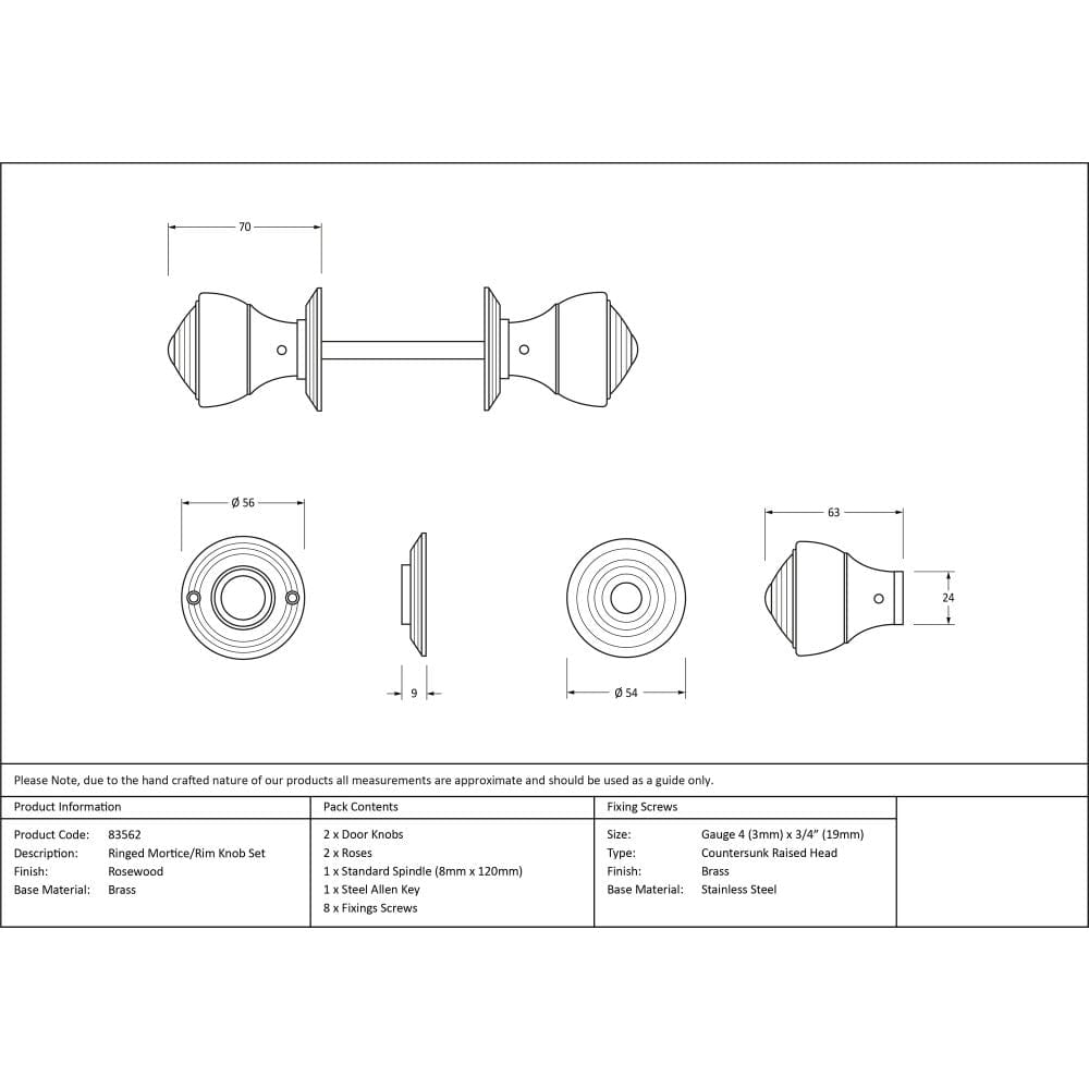 From The Anvil Door Furniture Rosewood / Mortice/Rim Knobs From The Anvil - Rosewood Ringed Mortice/Rim Knob Set