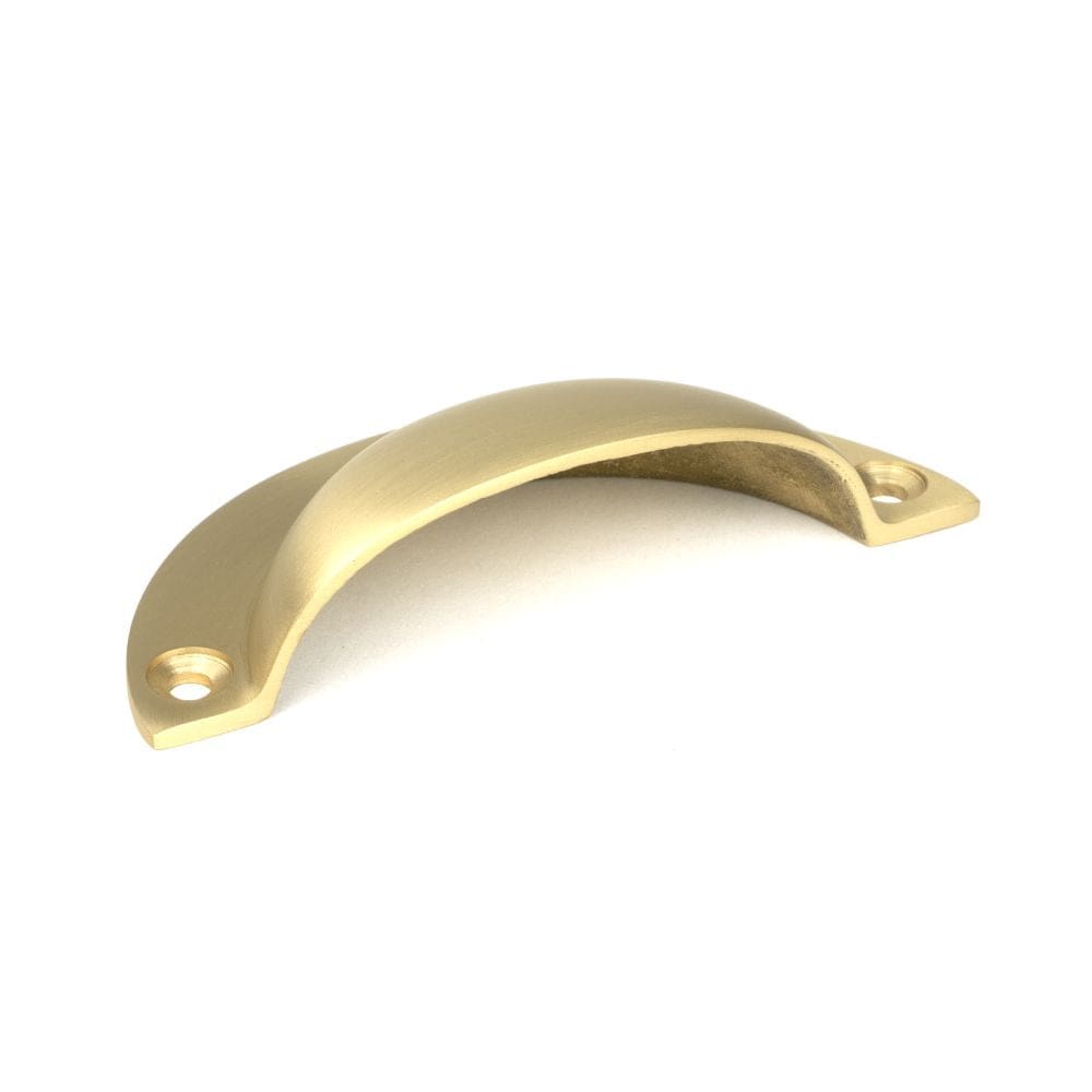 From The Anvil Cabinet Hardware Satin Brass / Cabinet Cup Pulls From The Anvil - Satin Brass 4" Plain Drawer Pull