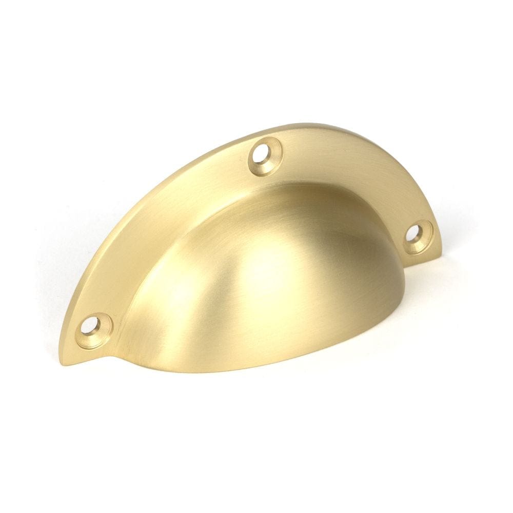 From The Anvil Cabinet Hardware Satin Brass / Cabinet Cup Pulls From The Anvil - Satin Brass 4" Plain Drawer Pull