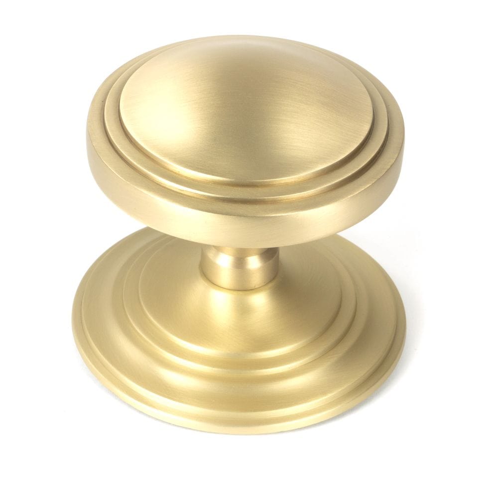 From The Anvil Door Furniture Satin Brass / Art Deco Centre Door Knob From The Anvil - Satin Brass Art Deco Centre Door Knob