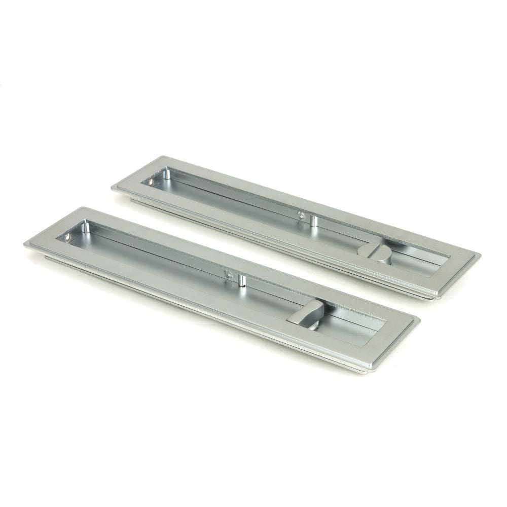 From The Anvil Door Furniture Satin Chrome / Rectangular Flush Pull (Privacy) / Rectangular From The Anvil - Satin Chrome 250mm Art Deco Rectangular Pull - Privacy Set