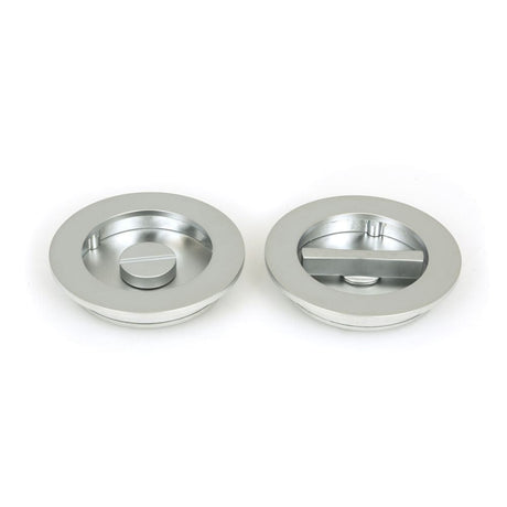 From The Anvil Door Furniture Satin Chrome / Round Flush Pull (Privacy) / Round From The Anvil - Satin Chrome 75mm Plain Round Pull - Privacy Set