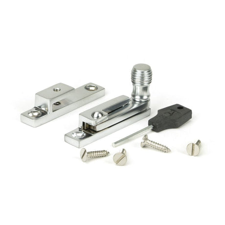 From The Anvil Window Furniture Satin Chrome / Sash Window Quadrant Fasteners / Yes From The Anvil - Satin Chrome Beehive Quadrant Fastener - Narrow
