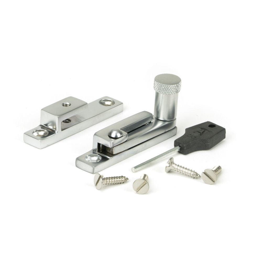 From The Anvil Window Furniture Satin Chrome / Sash Window Quadrant Fasteners / Yes From The Anvil - Satin Chrome Brompton Quadrant Fastener - Narrow