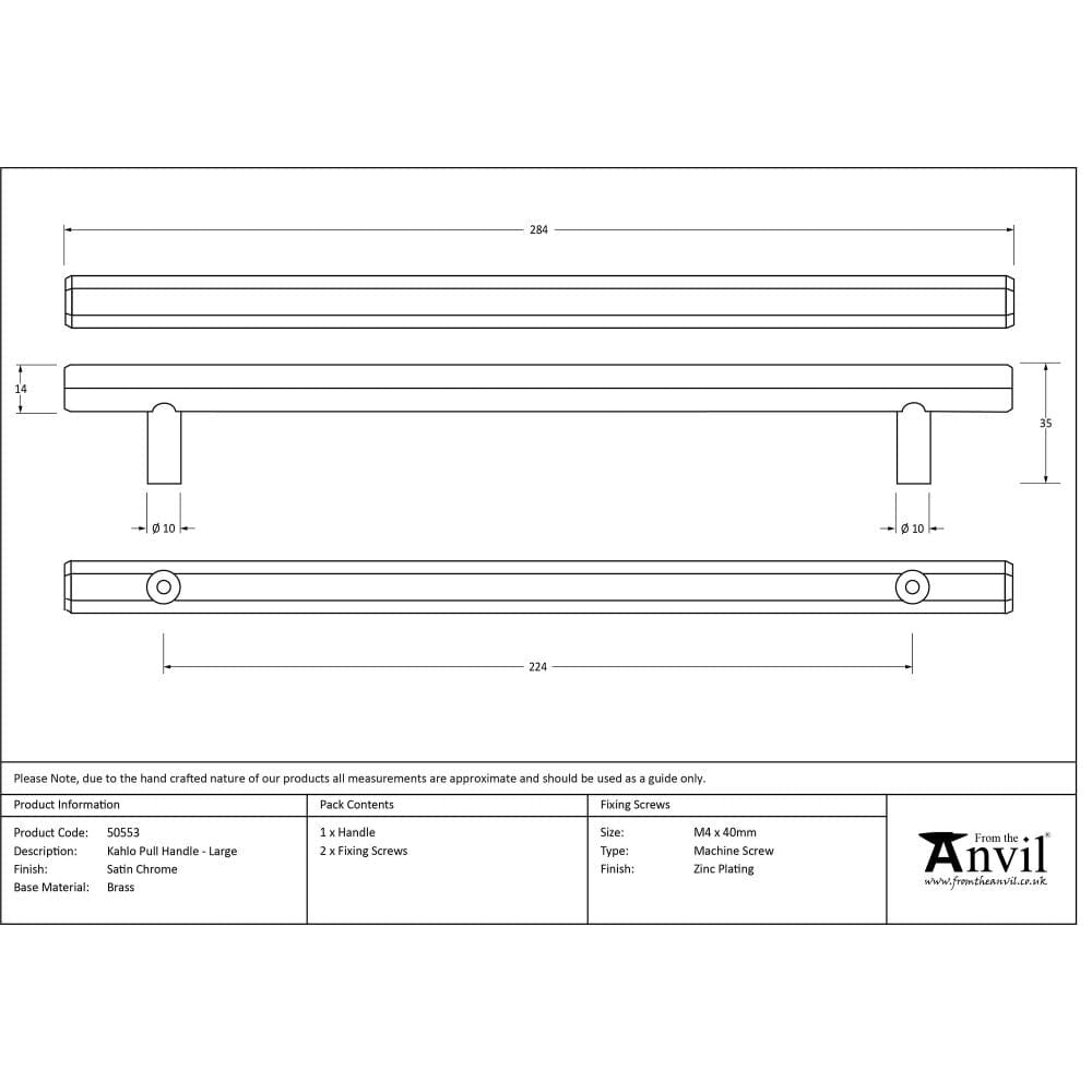 From The Anvil Cabinet Hardware Satin Chrome / Cabinet Pull Handles / Large From The Anvil - Satin Chrome Kahlo Pull Handle - Large