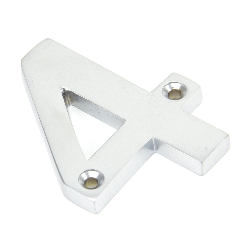 From The Anvil Door Furniture Satin Chrome / Numerals / 4 From The Anvil - Satin Chrome Numeral 4