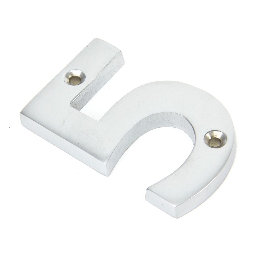 From The Anvil Door Furniture Satin Chrome / Numerals / 5 From The Anvil - Satin Chrome Numeral 5