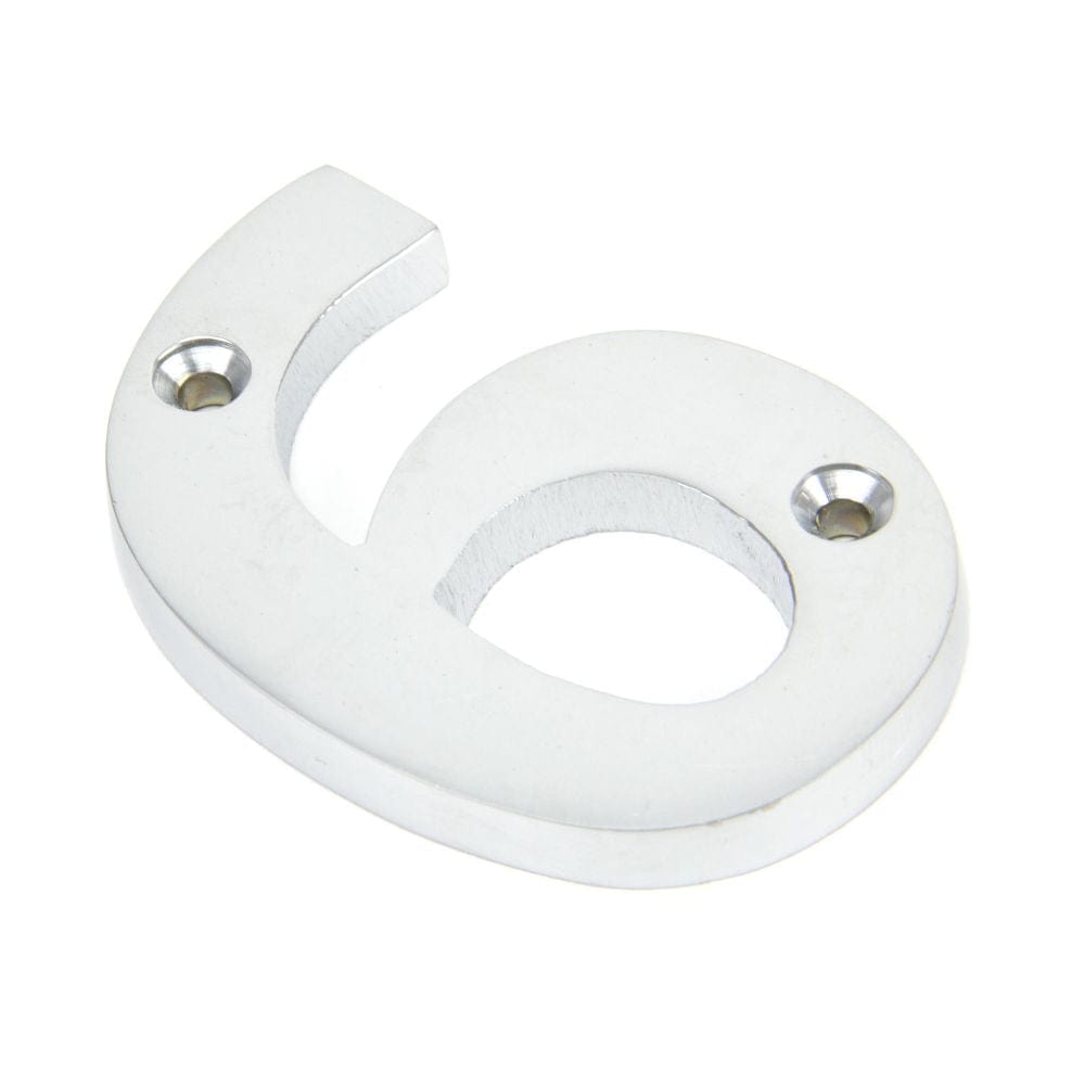 From The Anvil Door Furniture Satin Chrome / Numerals / 6 From The Anvil - Satin Chrome Numeral 6
