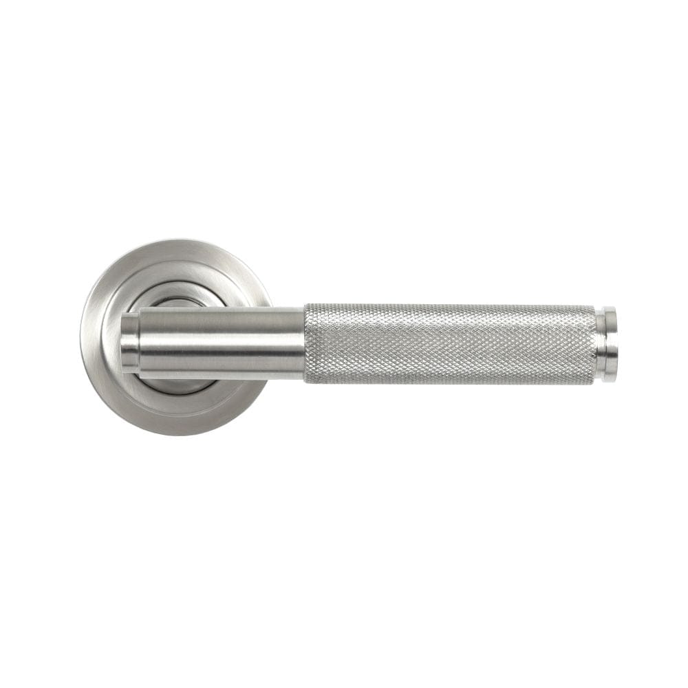 From The Anvil Door Furniture Satin Marine SS (316) / Round Rose From The Anvil - Satin Marine SS (316) Brompton Lever on Rose Set (Art Deco) - Unsprung