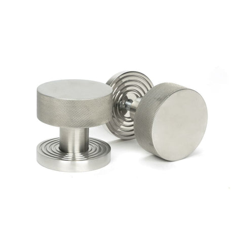 From The Anvil Door Furniture Satin Marine SS (316) / Mortice/Rim Knobs From The Anvil - Satin Marine SS (316) Brompton Mortice/Rim Knob Set (Beehive)