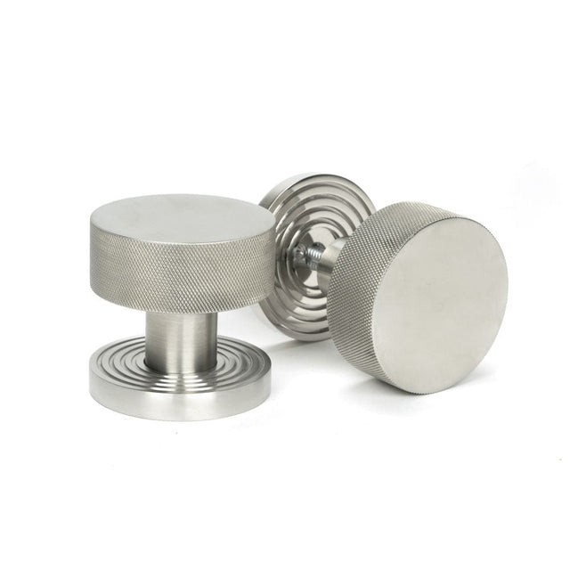 From The Anvil Door Furniture Satin Marine SS (316) / Mortice/Rim Knobs From The Anvil - Satin Marine SS (316) Brompton Mortice/Rim Knob Set (Beehive)