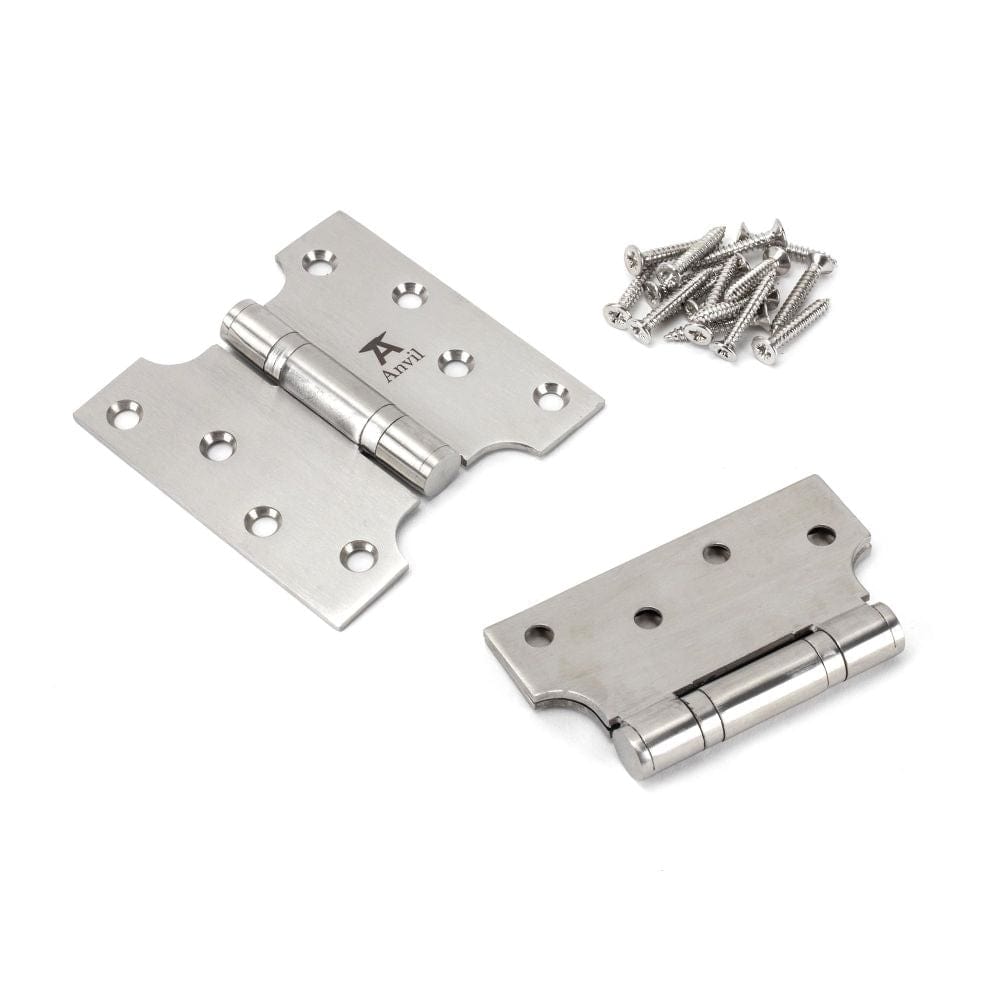 From The Anvil Hinges Satin Stainless Steel / Parliament Hinges / 4" x (102mm) From The Anvil - Satin SS 4" x 2" x 4" Parliament Hinge (pair)