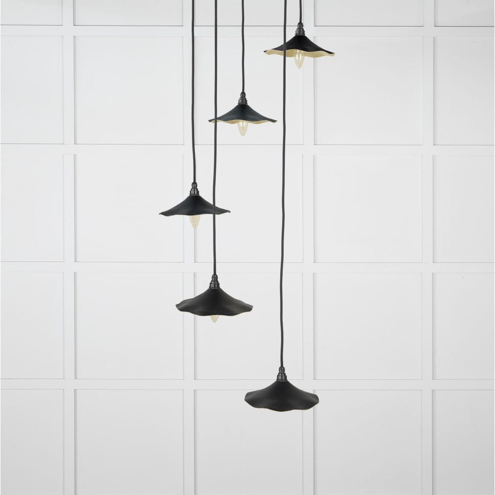 From The Anvil Electrical Smooth Brass / Cluster Pendants From The Anvil - Smooth Brass Flora Cluster Pendant in Elan Black