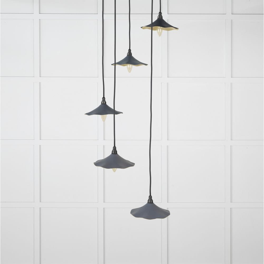 From The Anvil Electrical Smooth Brass / Cluster Pendants From The Anvil - Smooth Brass Flora Cluster Pendant in Slate