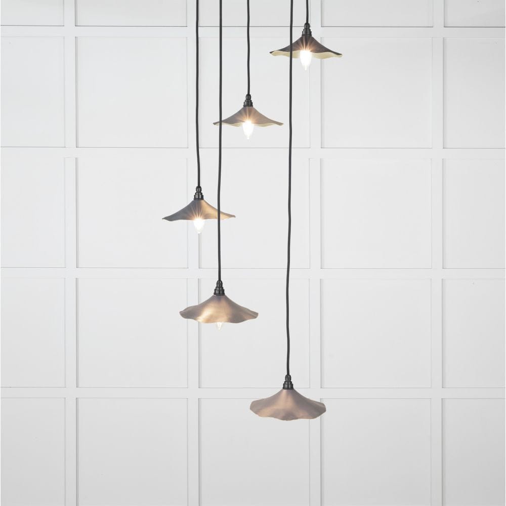 From The Anvil Electrical Smooth Brass / Cluster Pendants From The Anvil - Smooth Brass Flora Cluster Pendant in Slate