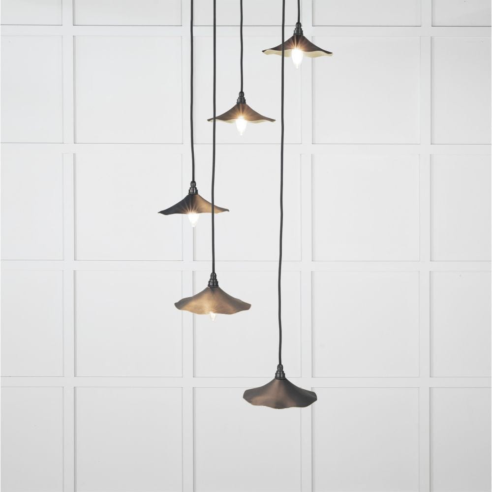 From The Anvil Electrical Smooth Brass / Cluster Pendants From The Anvil - Smooth Brass Flora Cluster Pendant in Soot