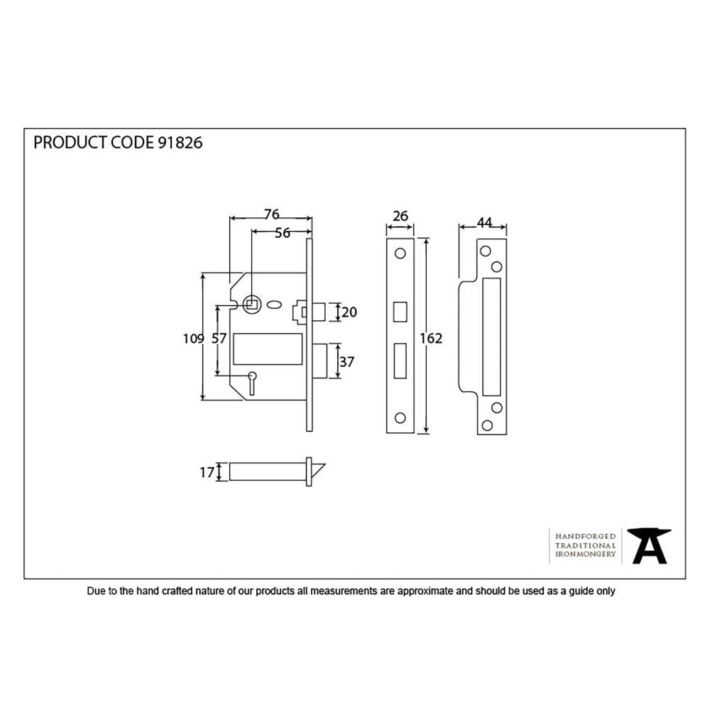 From The Anvil Locks & Latches Satin Stainless Steel / 5 Lever Sashlocks / 3" / 76mm From The Anvil - SS 3" 5 Lever BS Sashlock KA