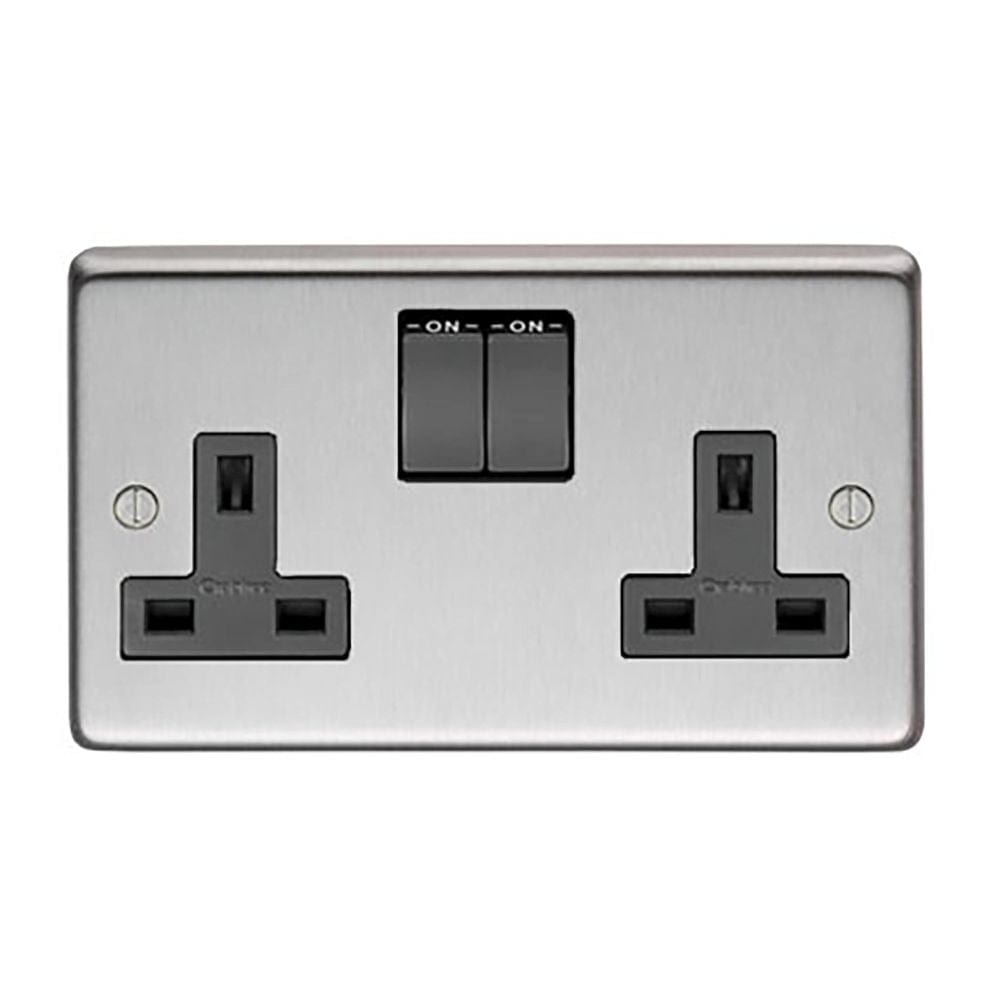 From The Anvil Electrical Satin Stainless Steel / Double 13 Amp Switched Socket From The Anvil - SSS Double 13 Amp Switched Socket