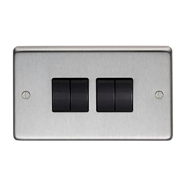 From The Anvil Electrical Satin Stainless Steel / Quad 10 Amp Switch From The Anvil - SSS Quad 10 Amp Switch