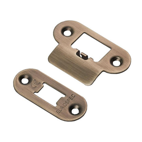 This is an image of a Eurospec - Forend Strike & Fixing Pack to suit Heavy Duty Tubular Latch Radius that is availble to order from Trade Door Handles in Kendal.