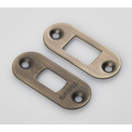 This is an image of a Eurospec - Forend Strike & Fixing Pack to suit Heavy Duty Tubular Deadbolt Radiu that is availble to order from Trade Door Handles in Kendal.