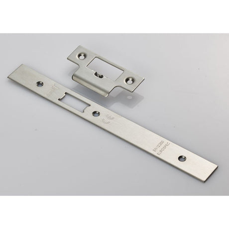 This is an image of a Eurospec - Forend Strike & Fixing Pack To Suit Din Latch (Security) that is availble to order from Trade Door Handles in Kendal.