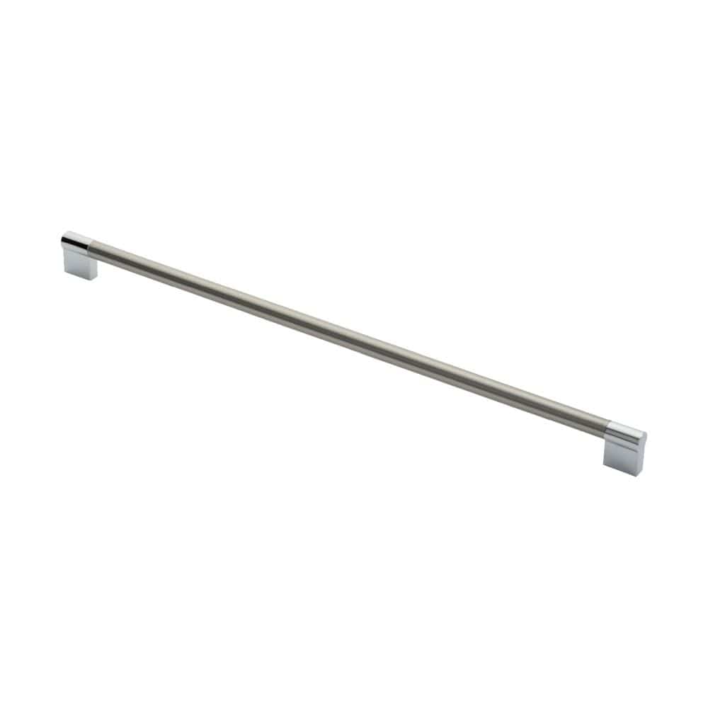 Finger Tip Design Cabinet Hardware Satin Nickel/Polished Chrome / Cabinet Pull Handles / 448mm c/c FTD - Keyhole Handle 448mm - Satin Nickel/Polished Chrome
